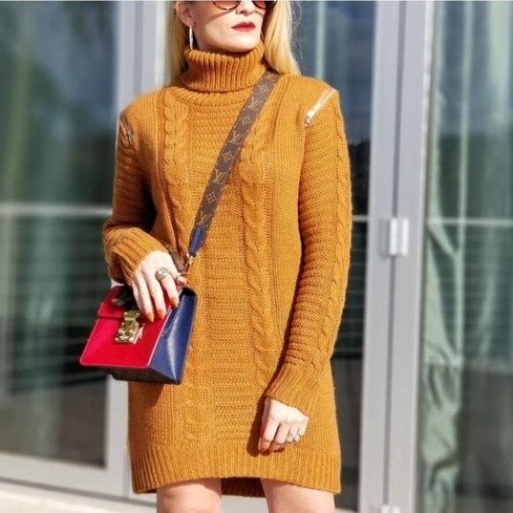ALI Cable Knit Sweater Dress - Picture 1 of 5
